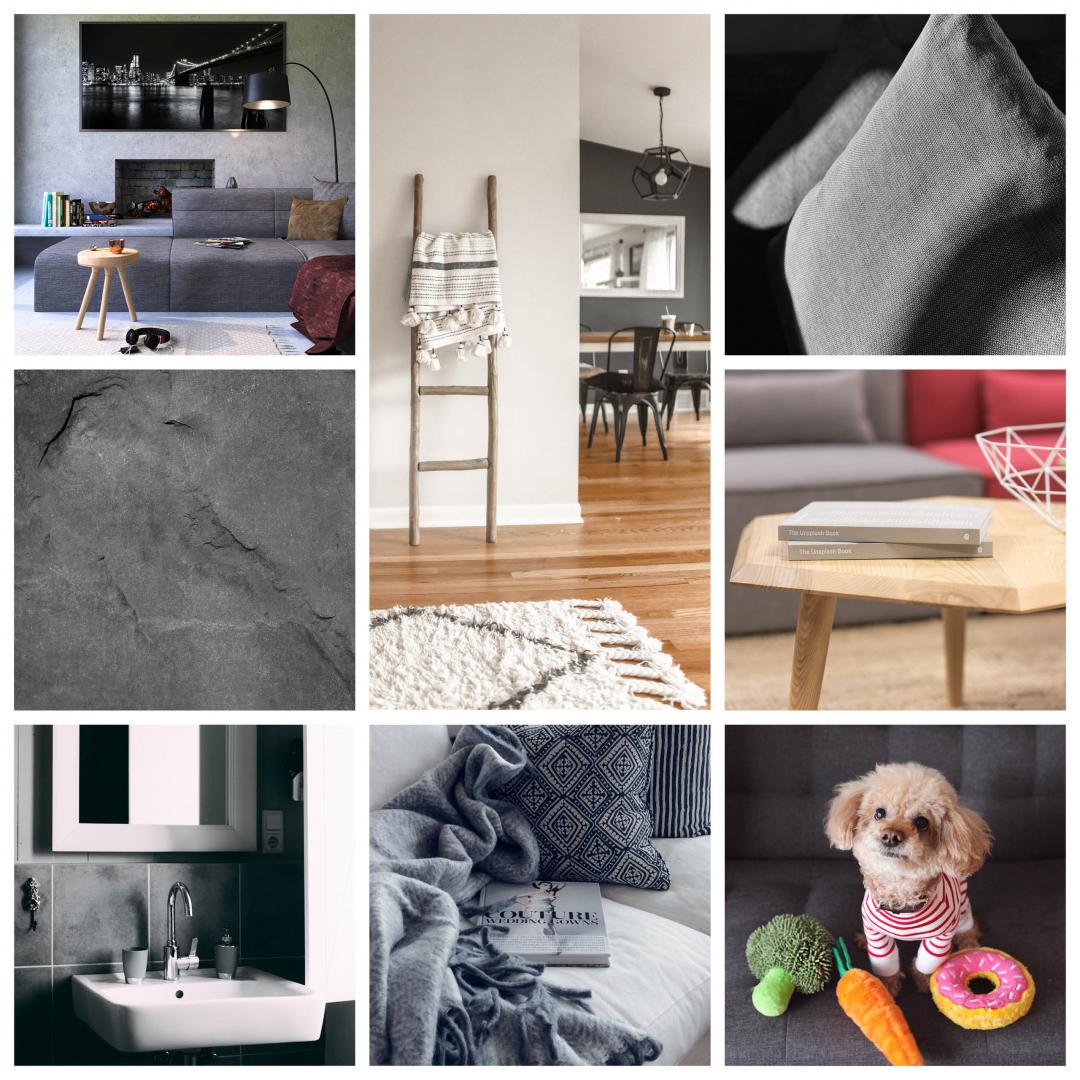 Moodboard décoration grise