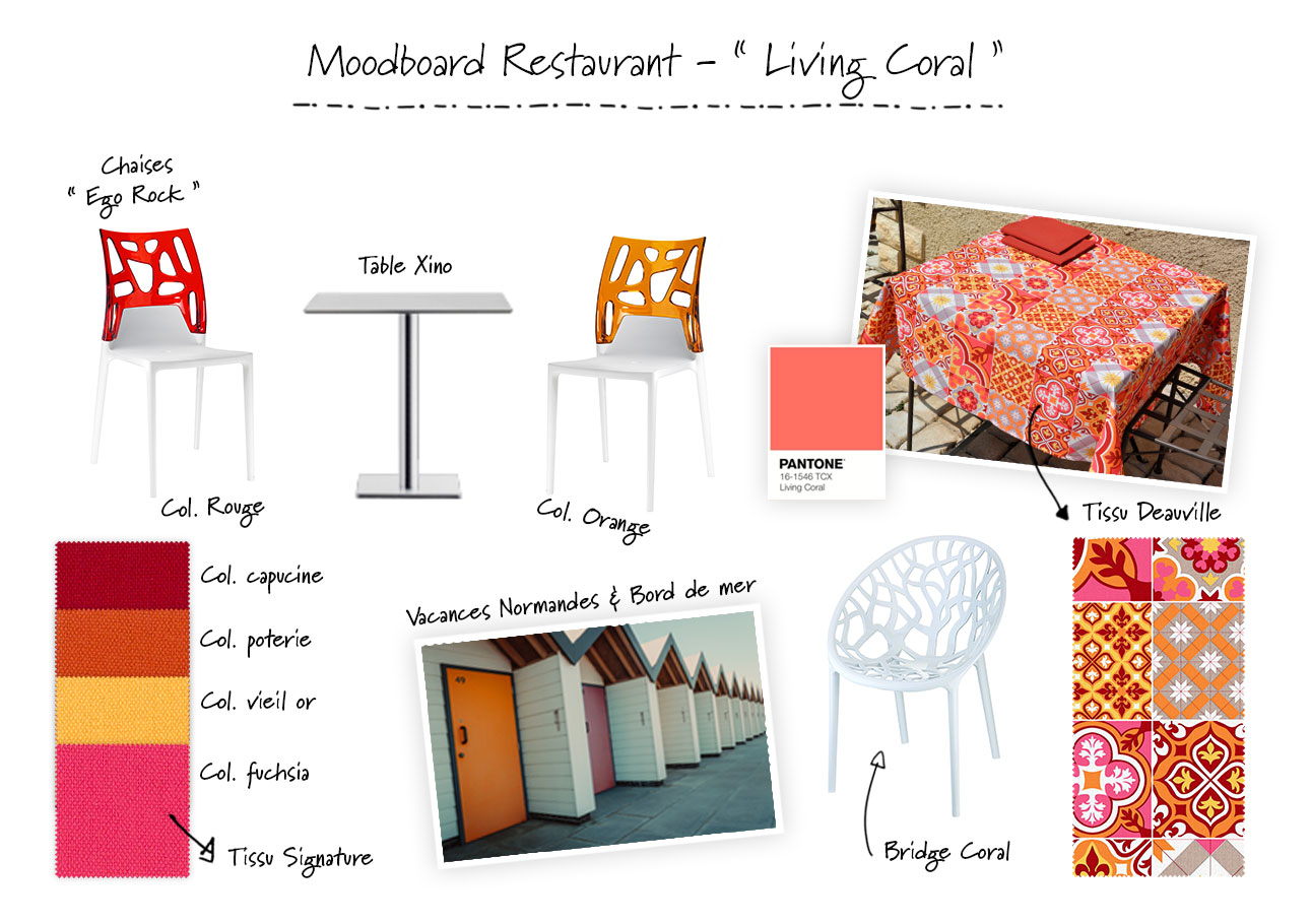 Moodboard Living Coral pour Salle de Restaurant